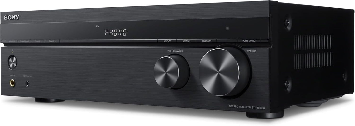 Sony STRDH190 2-ch Home Stereo Receiver with Phono Inputs & Bluetooth Black