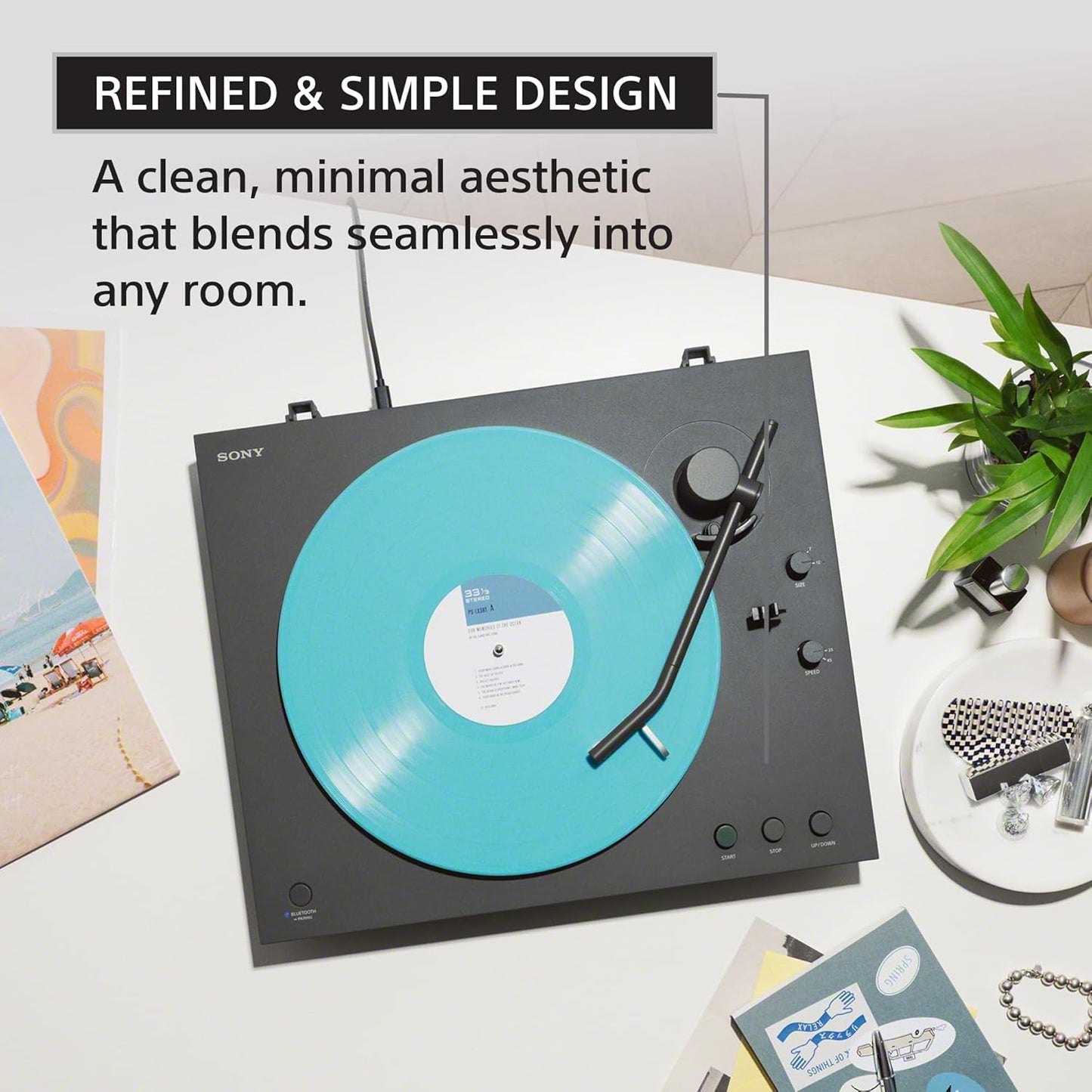 Sony PS-LX3BT Wireless Bluetooth Turntable (2026 Model) : Fully Automatic Belt Drive Vinyl Record Player with Built-in Phono EQ, Black