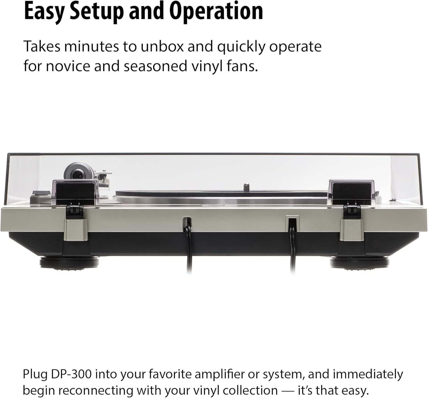 Denon DP-300F Fully Automatic Analog Turntable & Vinyl Record Player with Built-in Phono Equalizer | Turntables for Vinyl Records | Unique Tonearm Design | Hologram Vibration Analysis | Slim Design